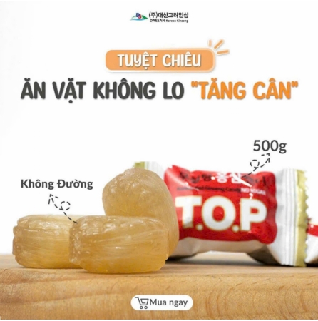 KẸO HỒNG SÂM T.O.P KHÔNG ĐƯỜNG 