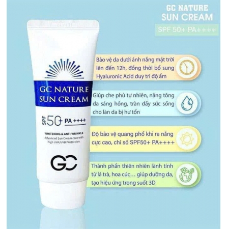 KEM CHỐNG NẮNG GC NATURE SUNCREAM  3 TRONG 1 : CHỐNG NẮNG, NÂNG TONE, DƯỠNG TRẮNG