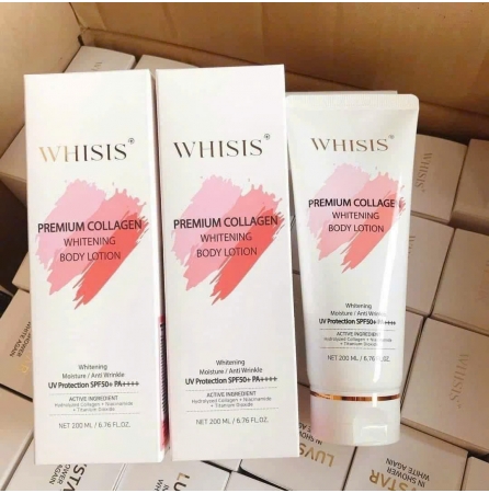 SỮA DƯỚNG TRẮNG DA CHỐNG NẮNG WHISIS PREMIUM COLLAGEN WHITENING BODY LOTION 