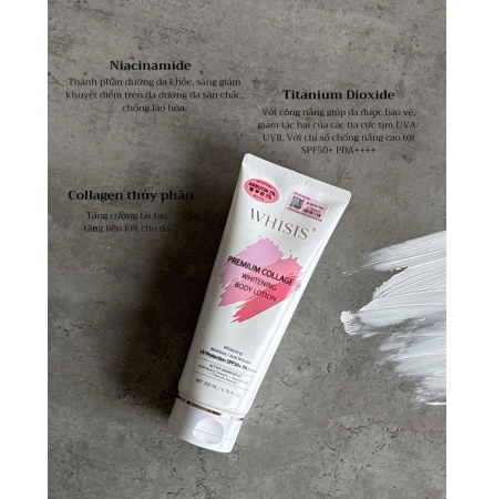 SỮA DƯỚNG TRẮNG DA CHỐNG NẮNG WHISIS PREMIUM COLLAGEN WHITENING BODY LOTION 